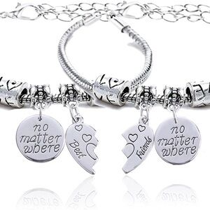 NIB Amazon lauhonmin 2 Piece BBF Broken Heart Double Bracelets Set Friendship